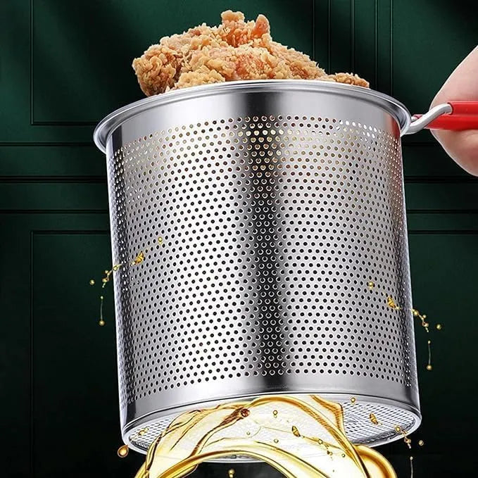 Deep Fryer Pot with Basket 304 Stainless Steel Mini Deep Oil Fryer, 1200Ml