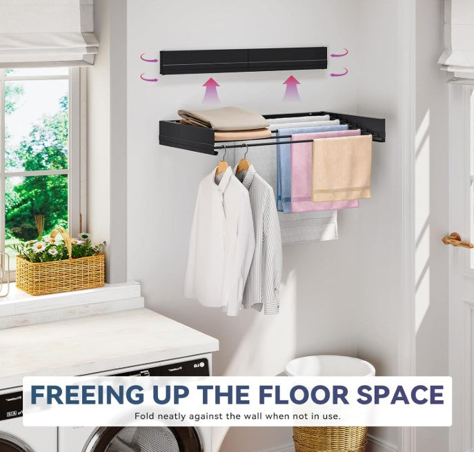 Retractable Wall Mounted Laundry Drying Rack by Matrix