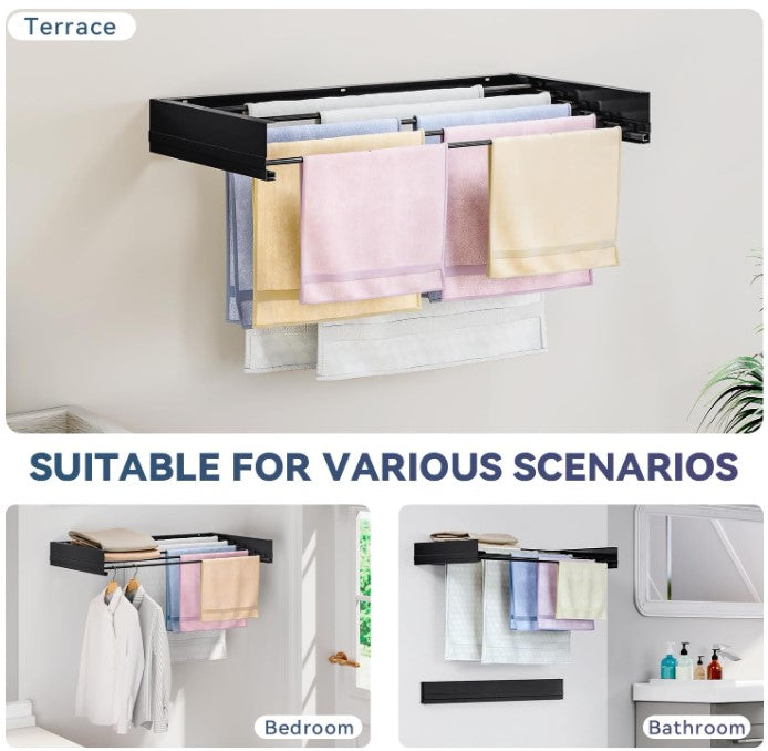 Retractable Wall Mounted Laundry Drying Rack by Matrix