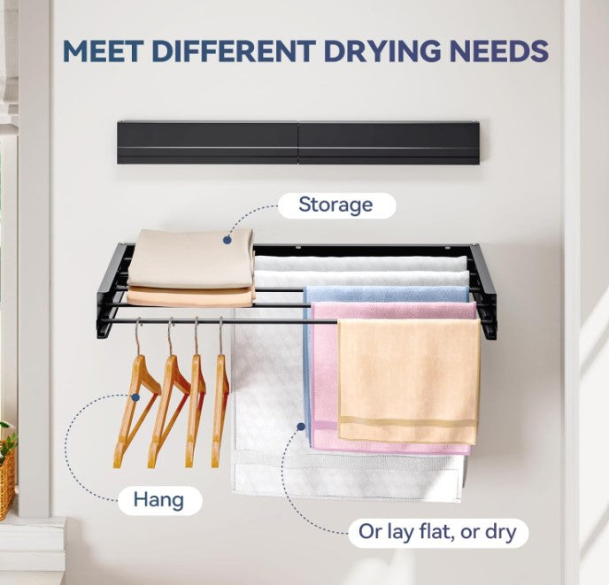 Retractable Wall Mounted Laundry Drying Rack by Matrix