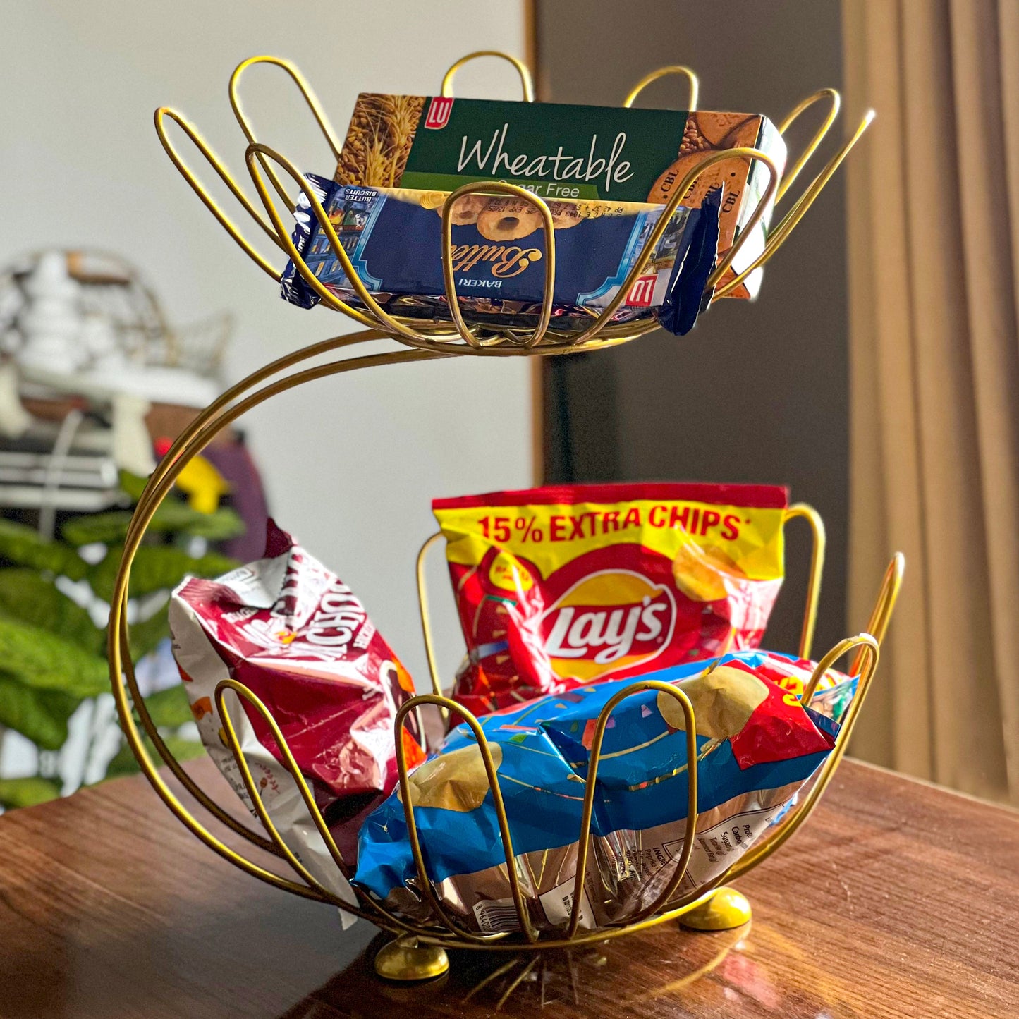 2-Tier Golden Crescent Fruit Basket by Matrix