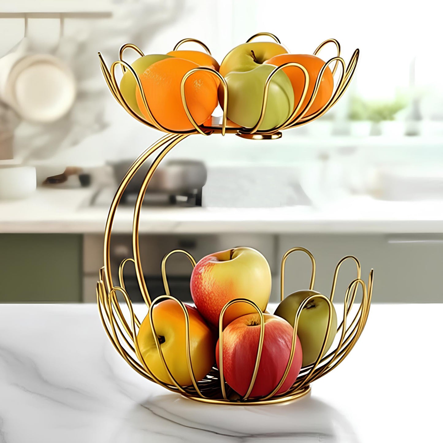 2-Tier Golden Crescent Fruit Basket by Matrix