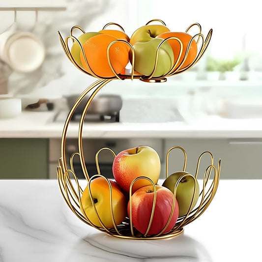 2-Tier Golden Crescent Fruit Basket by Matrix