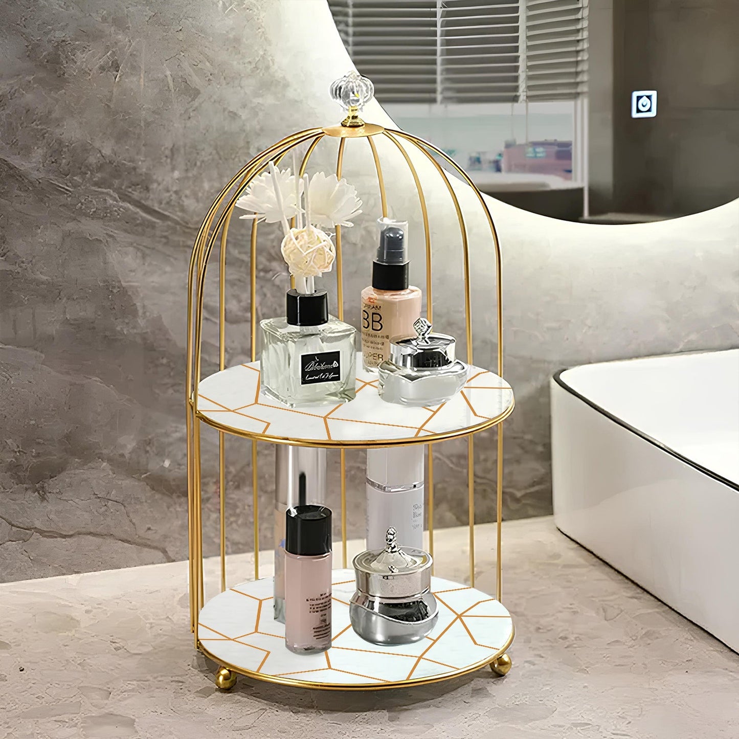 2-Tier Golden Vanity Cage by Matrix