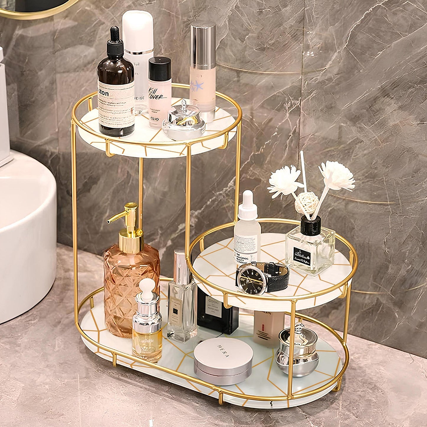 3-Tier Golden Vanity Stand by Matrix