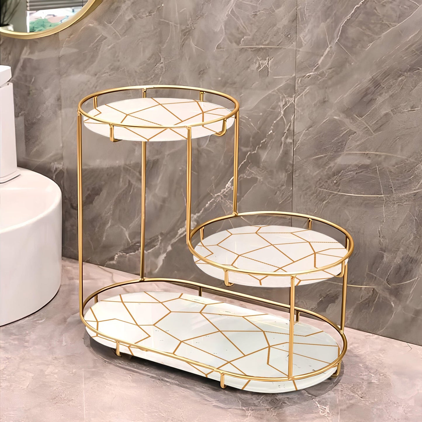 3-Tier Golden Vanity Stand by Matrix