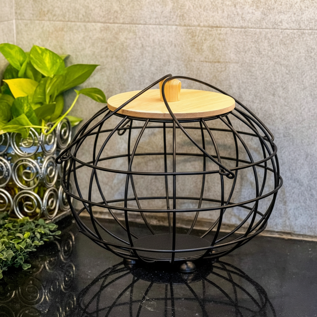 Multipurpose Basket with Wooden Lid & Handles by Matrix