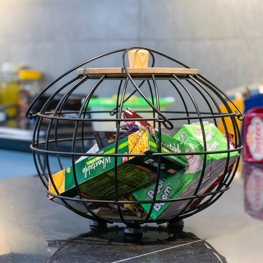 Multipurpose Basket with Wooden Lid & Handles by Matrix