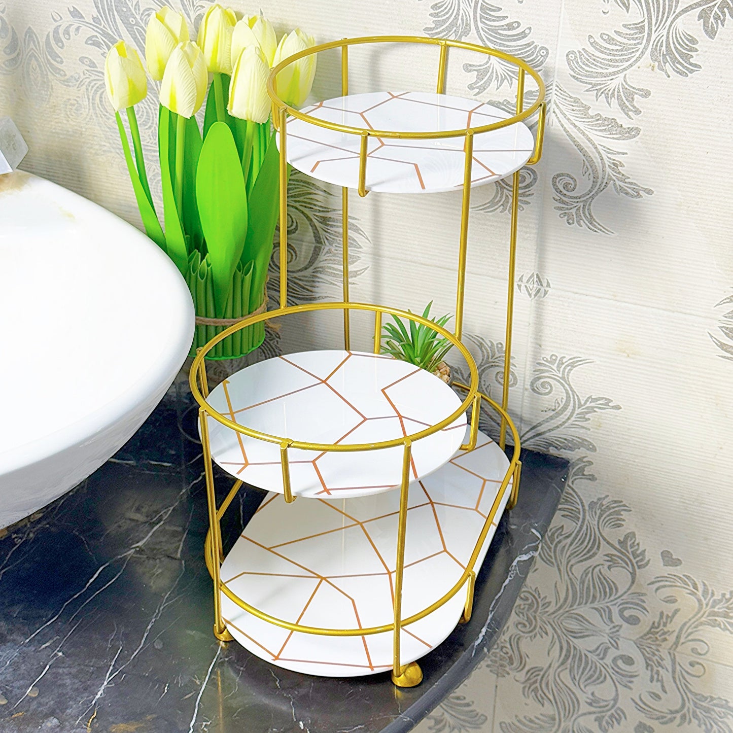 3-Tier Golden Vanity Stand by Matrix