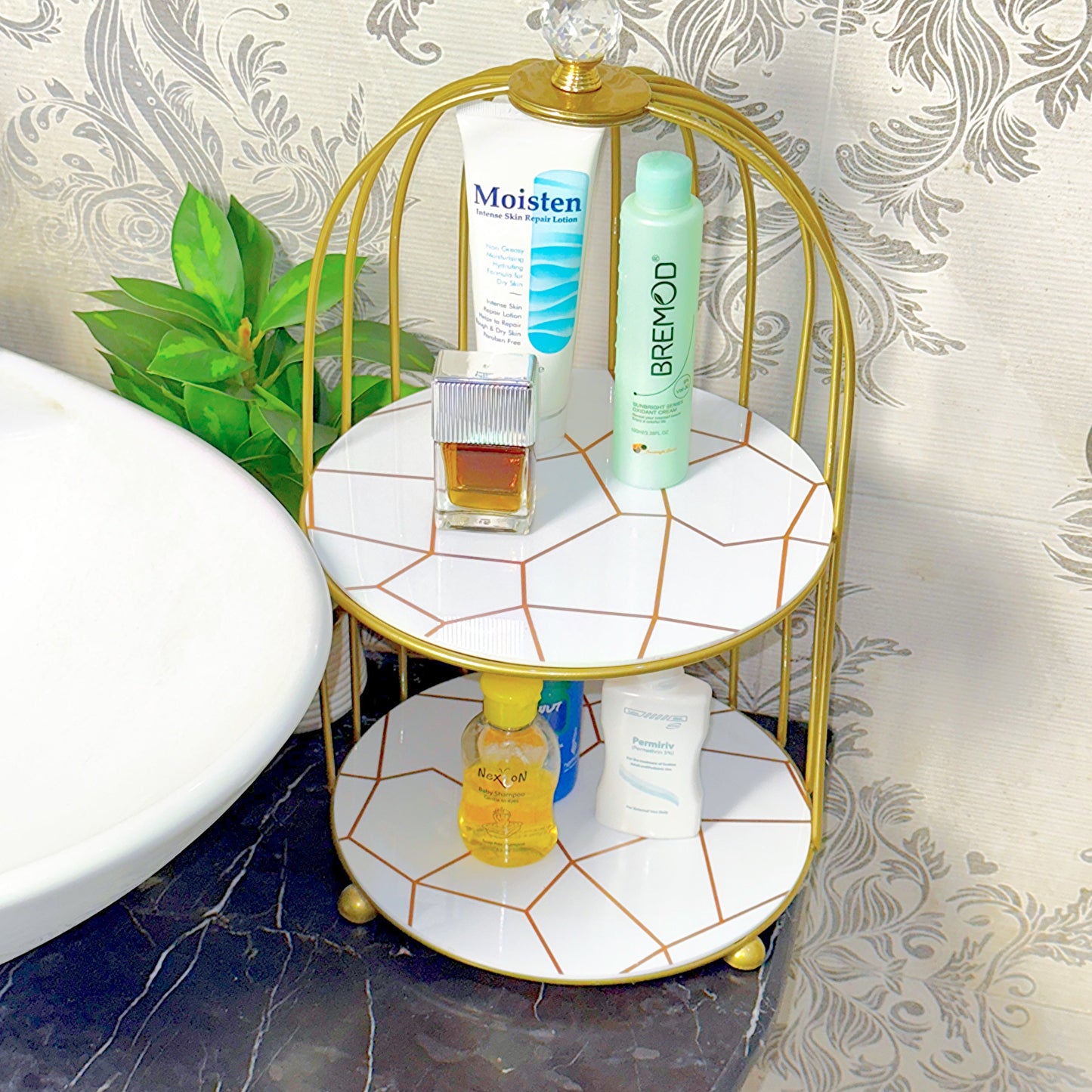 2-Tier Golden Vanity Cage by Matrix