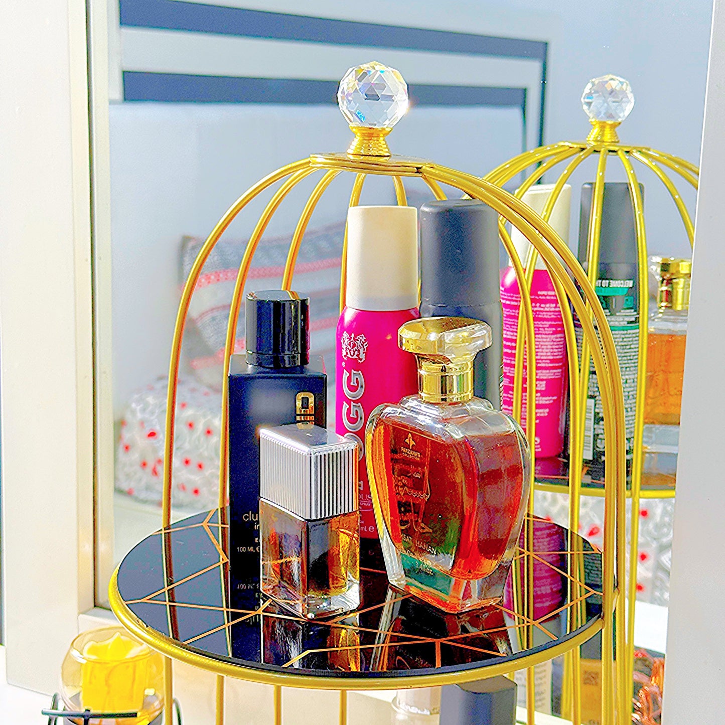 2-Tier Golden Vanity Cage by Matrix