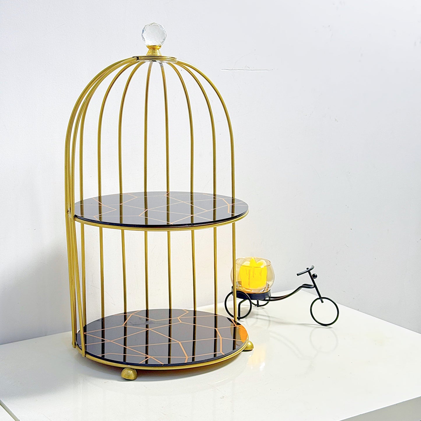 2-Tier Golden Vanity Cage by Matrix