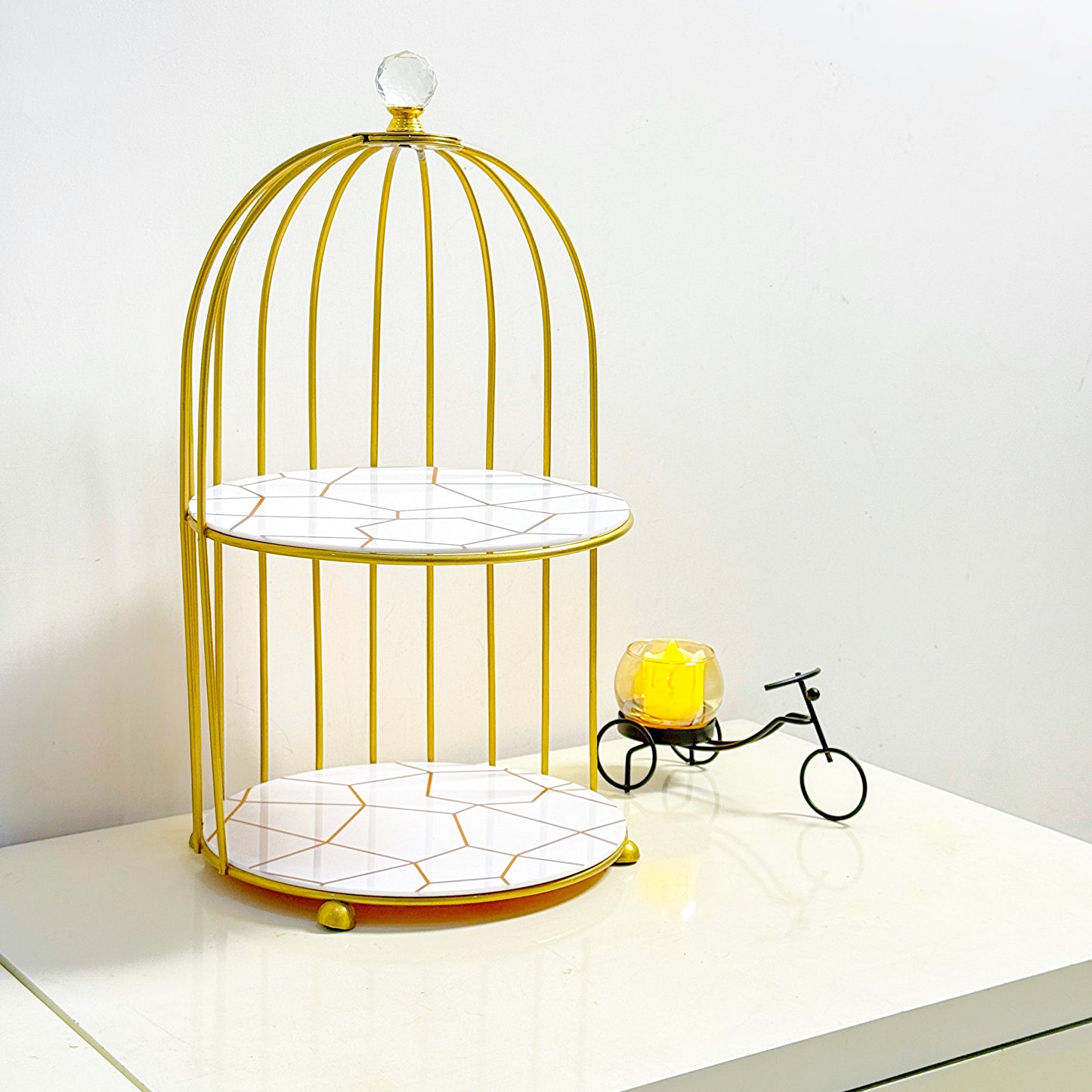 2-Tier Golden Vanity Cage by Matrix