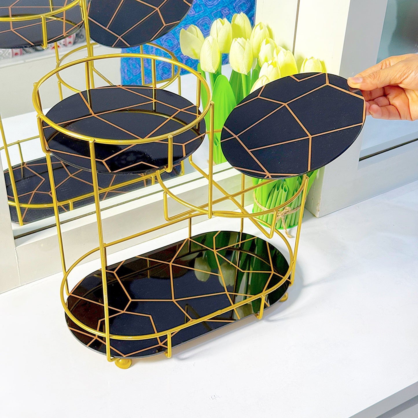 3-Tier Golden Vanity Stand by Matrix